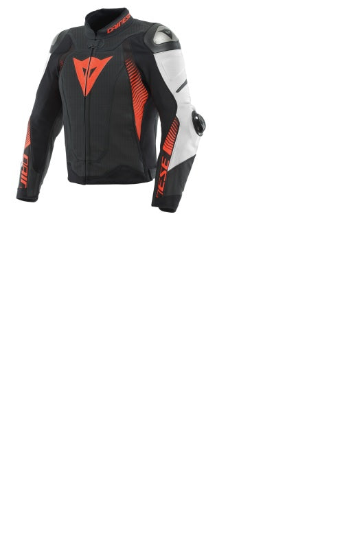 Dainese Super Speed 4 Leather Jacket Perforated Matte Black/White/Fluorescent Red - Size 60