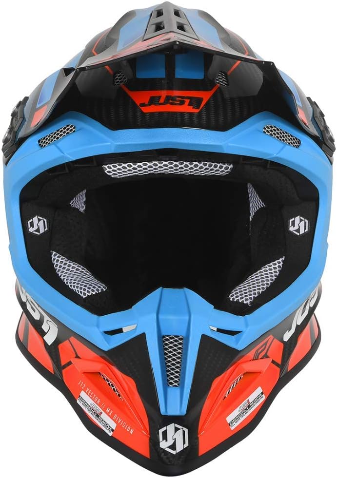 JUST 1 Vector Carbon Fiber MX Helmet (Vector Orange/Blue/Carbon Gloss)