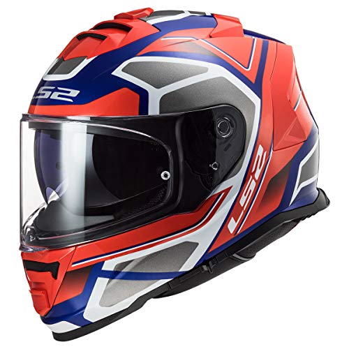 LS2 Helmets Assault Petra Full Face Motorcycle Helmet W/SunShield (Gloss Red/Blue/Graphite - Small)