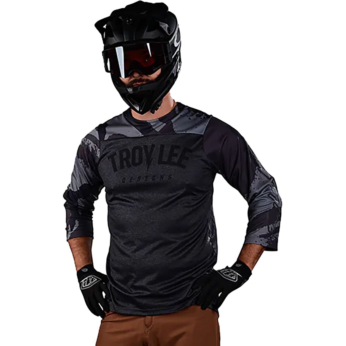 Troy Lee Designs Men's 3/4 Sleeve Ruckus Jersey (Camber Camo) - Black Heather