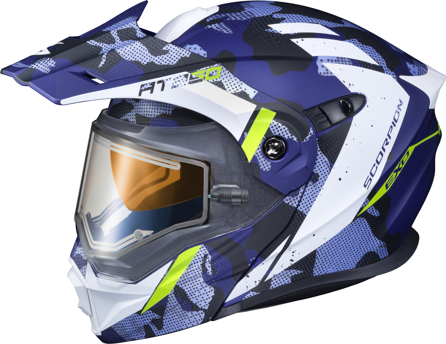 ScorpionEXO AT950 Cold Weather Adventure Modular Helmet w/ Electric Shield & Breath Box (Matte Blue) - 3XL