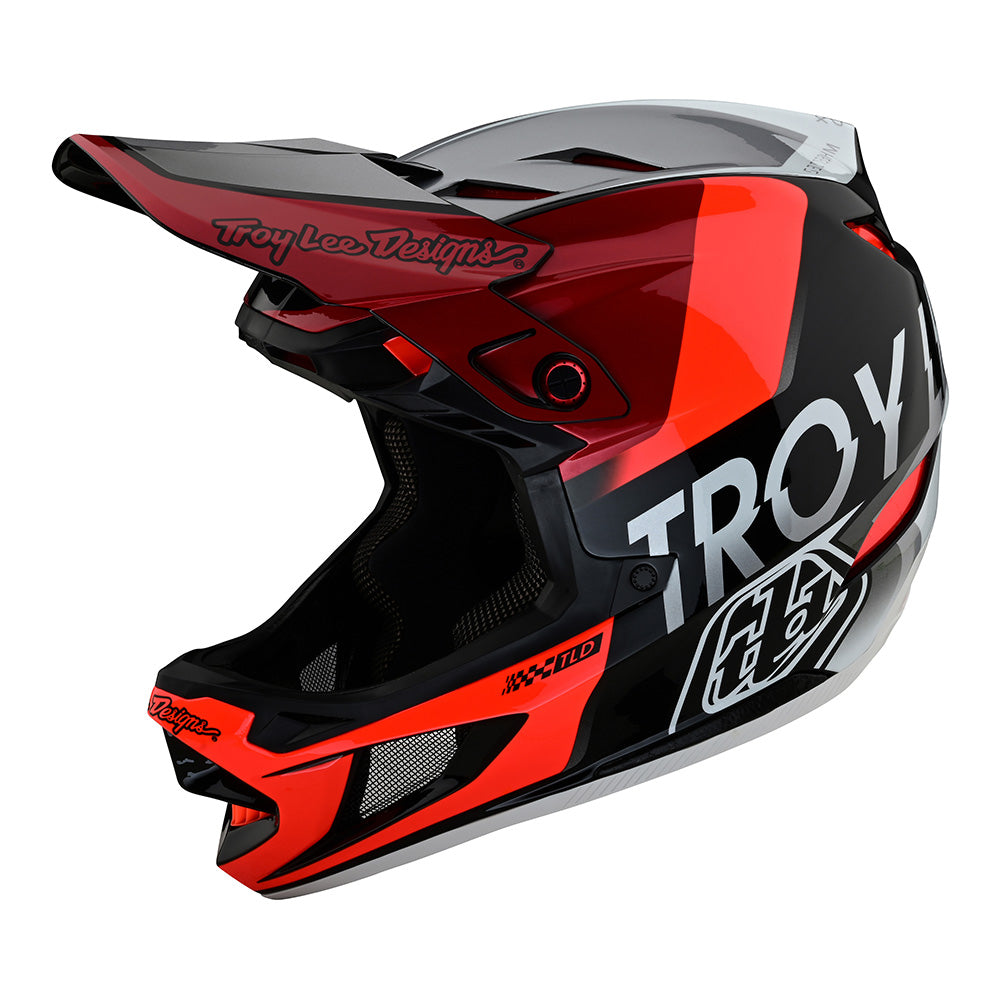 Troy Lee Designs D4 Composite Full Face Mountain Bike Helmet (Qualifier Silver/Red)