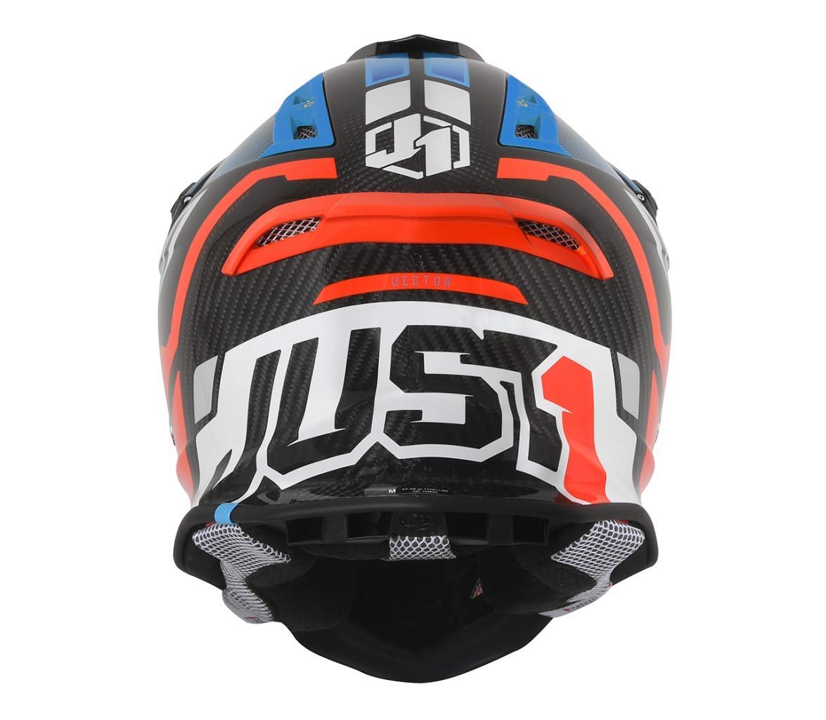 JUST 1 Vector Carbon Fiber MX Helmet (Vector Orange/Blue/Carbon Gloss) - XL