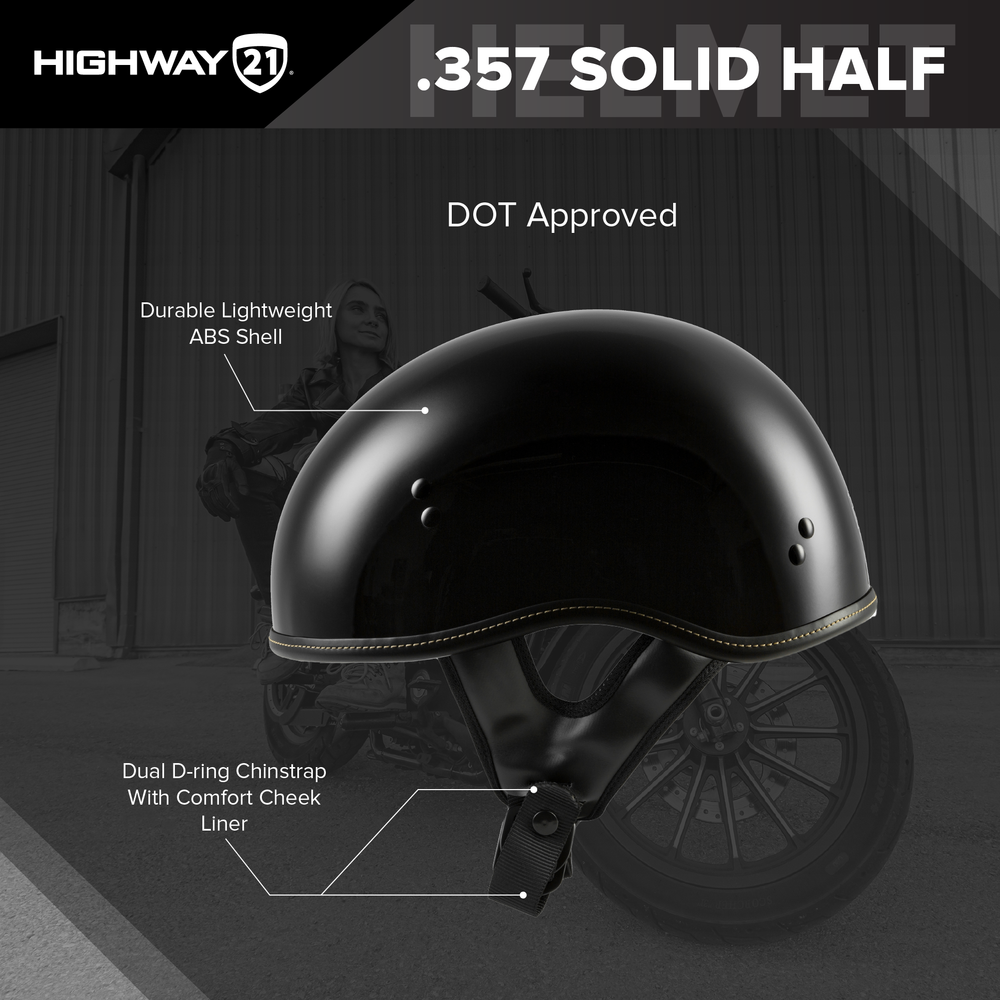 Highway 21 .357 Solid Half Helmet (Gray) - XL