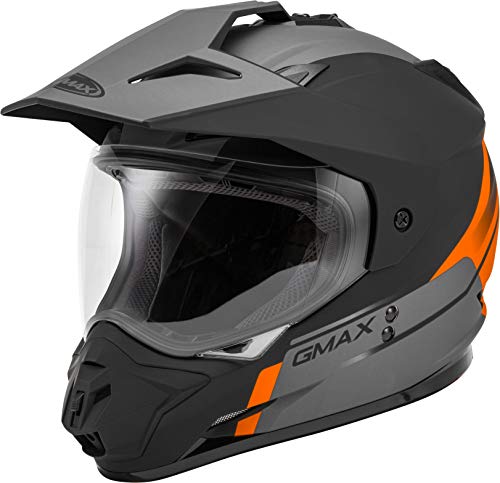 GMAX GM-11 Dual Sport Adventure Motorcycle Helmet (Black/Orange/Grey)