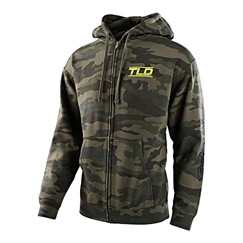 Troy Lee Designs Motocross/Bike Racing Zip Up Hoodie for Men, Speed Logo Camo Green, Small