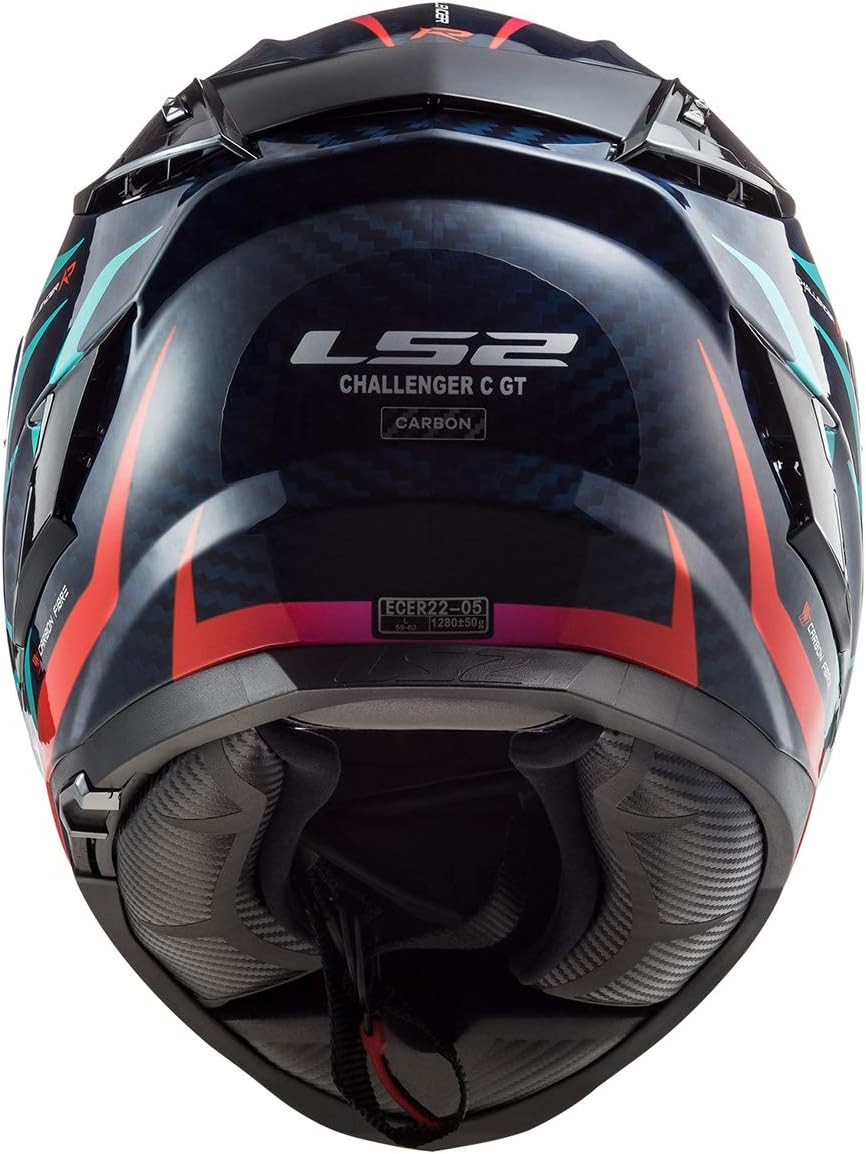 LS2 Challenger Carbon Flames Helmet (Blue Carbon Blue Red)