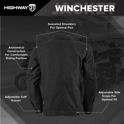 Highway 21 Men's Motorcycle Winchester Jacket (Black) - 4XL
