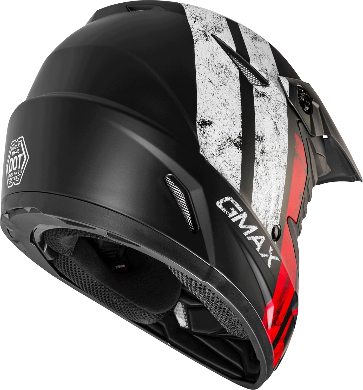 GMAX MX-46 Dominate MX Helmet (Matte Black/White/Red) - XL