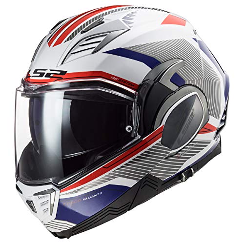 LS2 Helmets Valiant II Revo Modular Helmet (White Red Blue - X-Small)