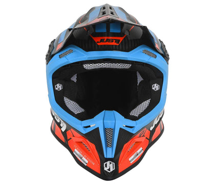 JUST 1 Vector Carbon Fiber MX Helmet (Vector Orange/Blue/Carbon Gloss) - XL