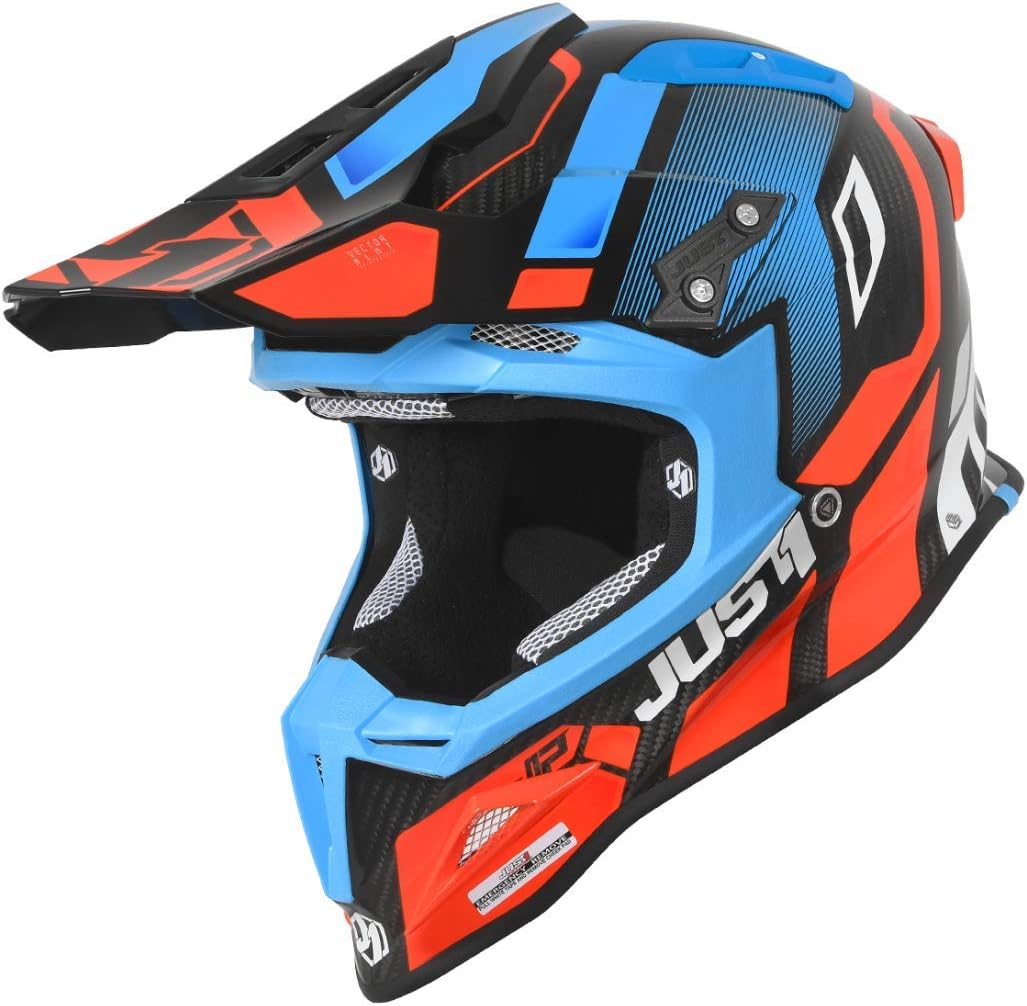 JUST 1 Vector Carbon Fiber MX Helmet (Vector Orange/Blue/Carbon Gloss)