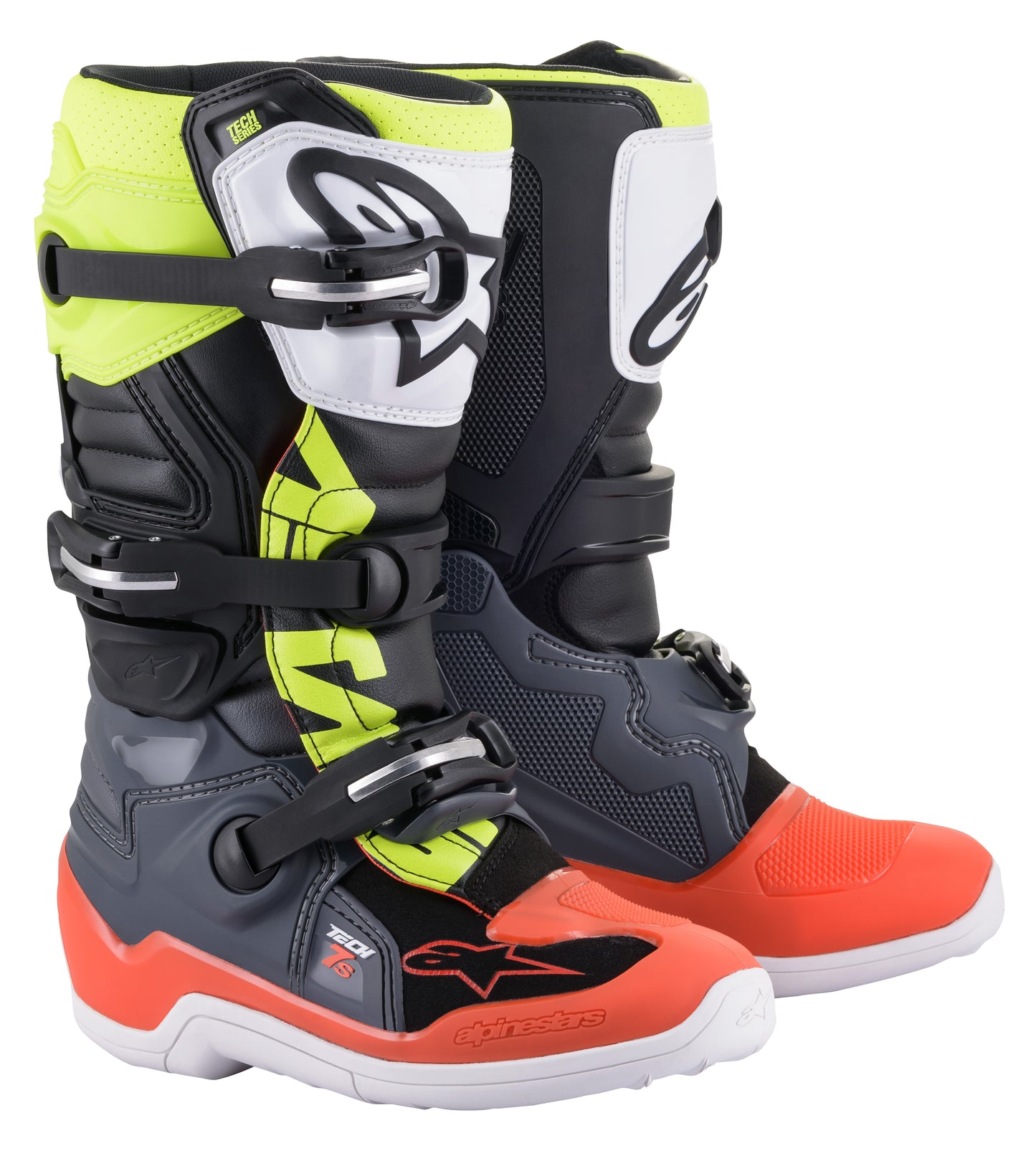 Alpinestars Youth Tech 7S Boots (Dark Gray/Red/Yellow) Size 6