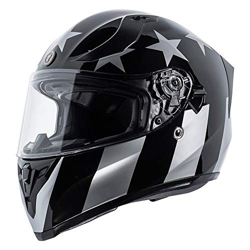 TORC T15 Captain Shadow Motorcycle Helmet (Black/Silver) - Small