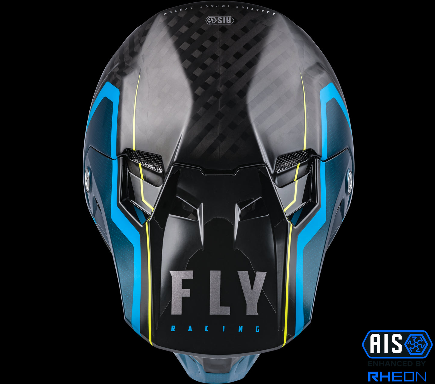 Fly Racing Formula Carbon Axon Helmet (Black / Blue / Hi-Vis) - Youth Large