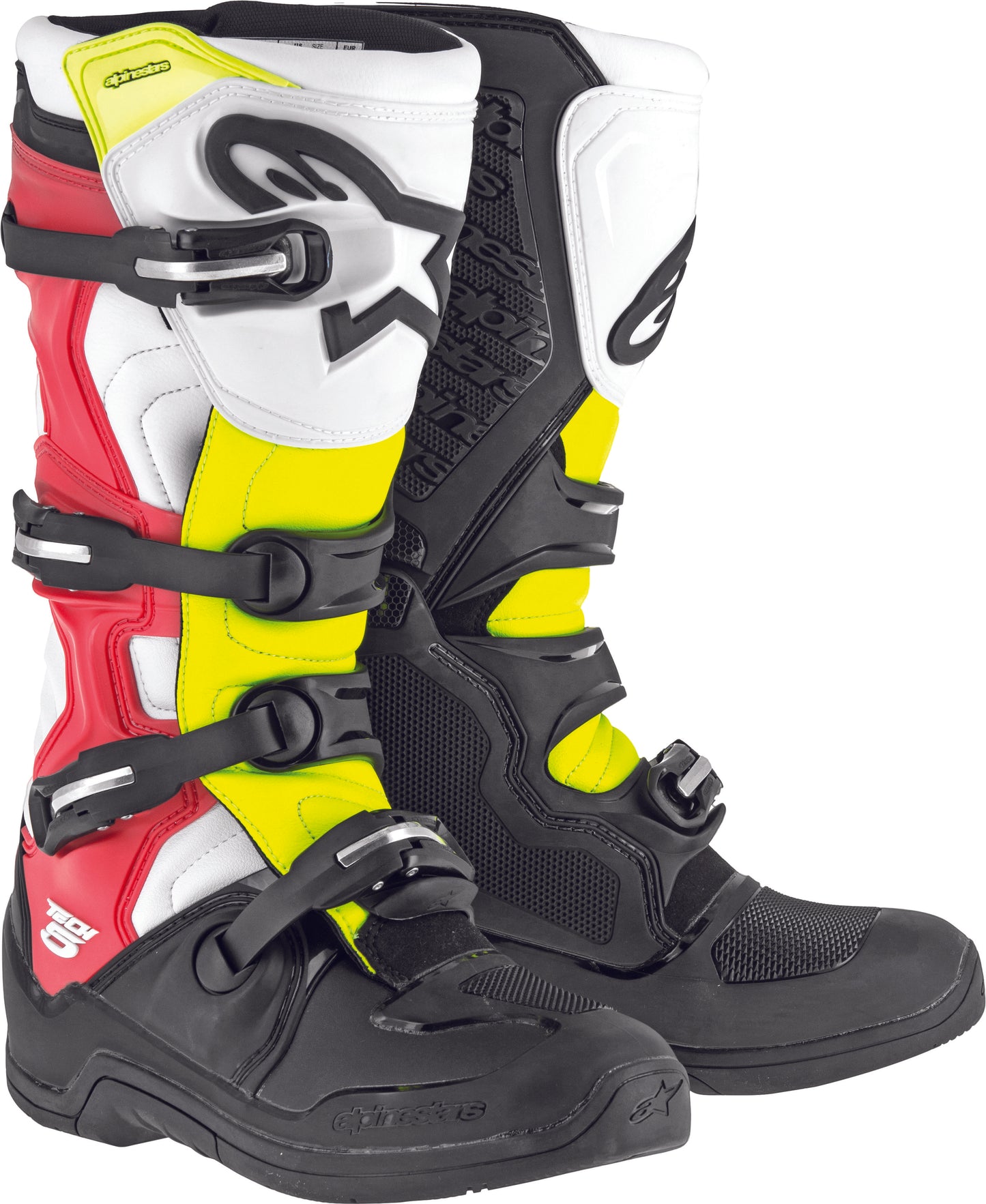 Alpinestars Tech 5 Boots (Black/White/Red/Yellow) Size 6