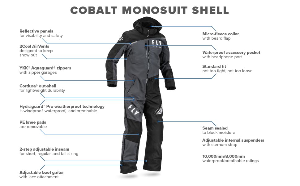 Fly Racing 2023 Cobalt Shell Monosuit (Black / Grey)