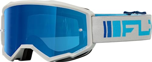 Fly Racing Zone Goggles (Silver/Blue w/ Dark Blue Mirror/Smoke Lens)