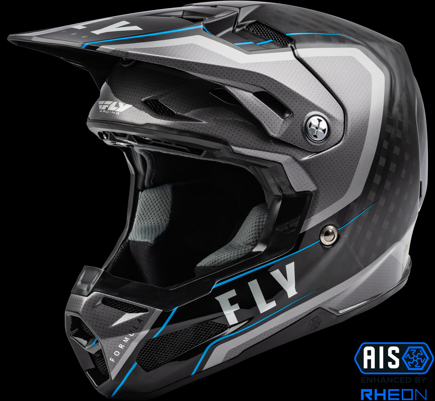 Fly Racing Formula Carbon Axon Helmet (Black / Grey / Blue) - XS