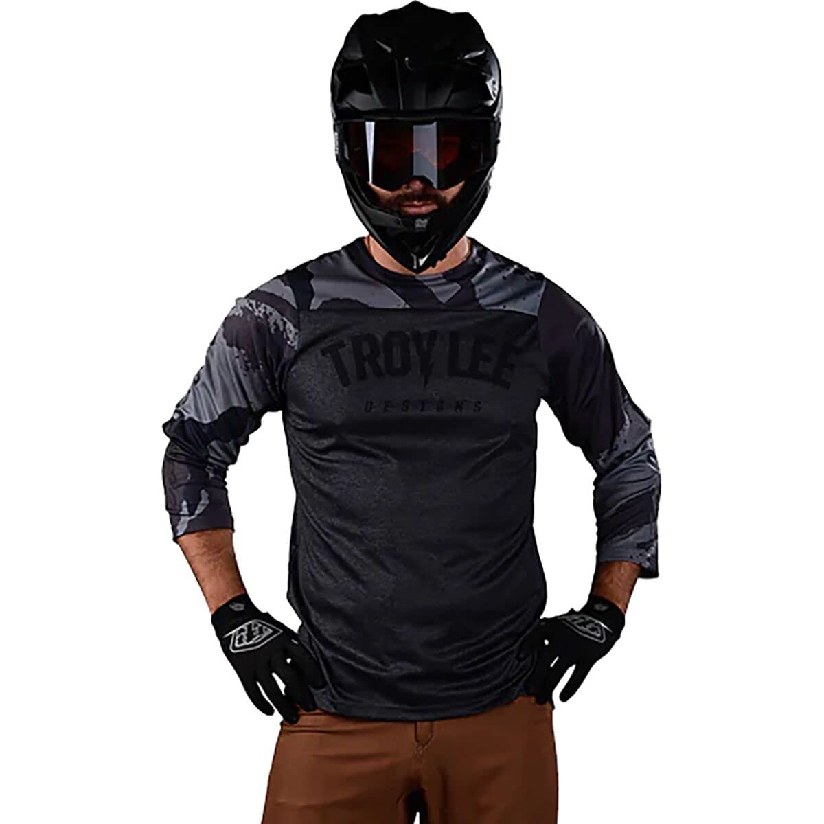 Troy Lee Designs Men's 3/4 Sleeve Ruckus Jersey (Camber Camo) - Black Heather