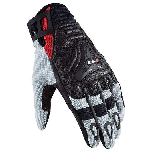 LS2 Helmets Men's All Terrain Touring Glove (Red/Gray)