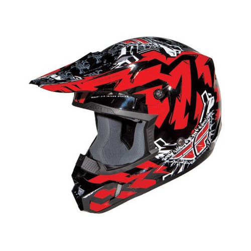 Fly Racing Youth Kinetic Sketch Helmet (Black / White / Hi-Vis) - Youth Medium