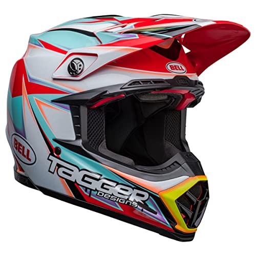 Bell Moto-9S Flex Helmets (Tagger Edge Gloss White/Aqua)