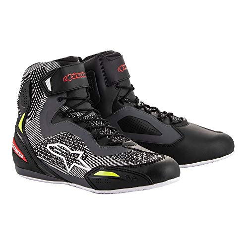 Alpinestars Faster-3 Rideknit Shoes (Black/Gray/Red/Yellow Fluo) Size 38