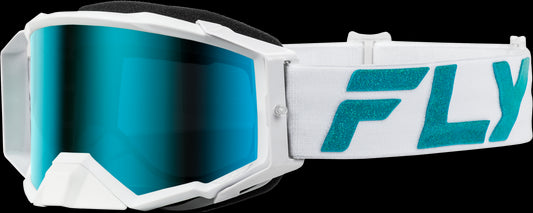 Fly Racing Zone Elite Goggles (White/Teal w/ Light Green Mirror/Smoke Lens)