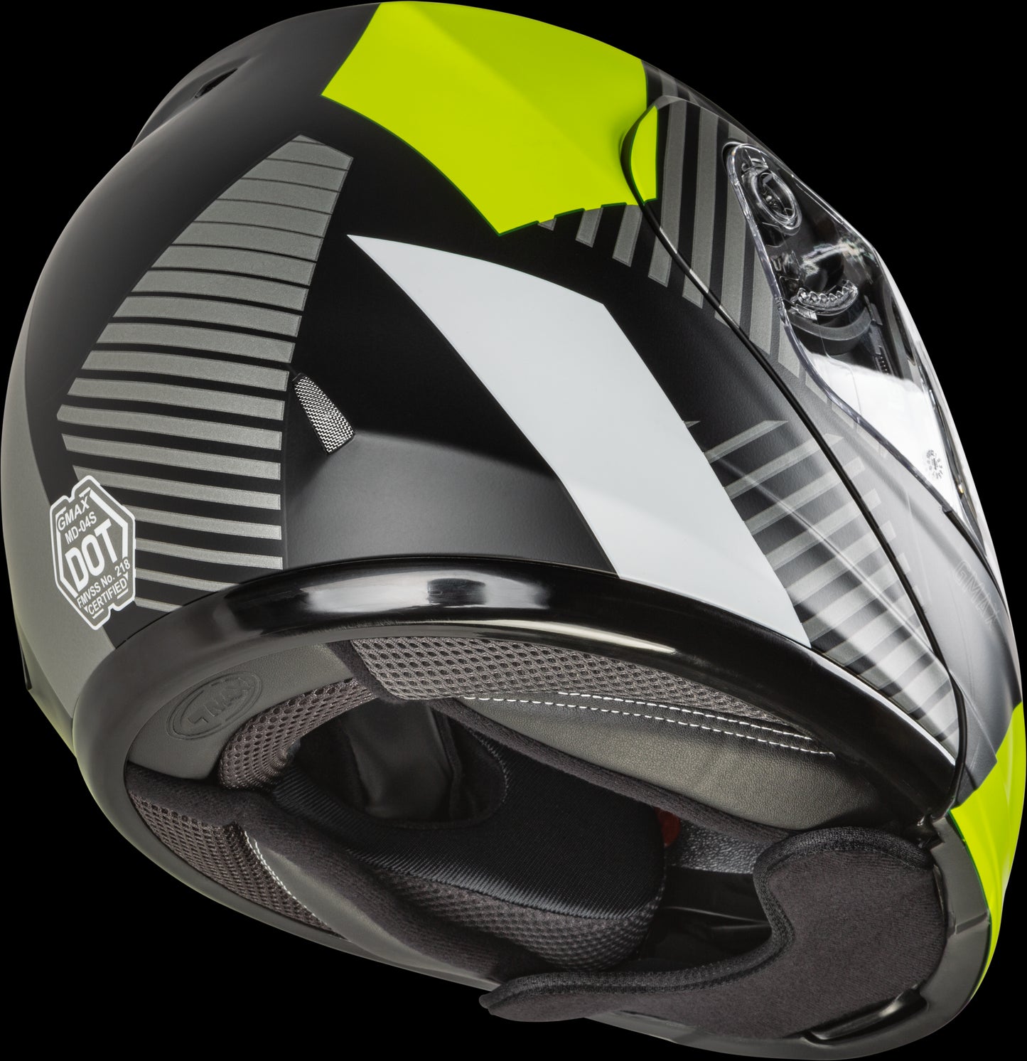 GMAX MD-04S Reserve Modular Snow Helmet w/ Dual Lens Shield (Matte Black/Silver/Hi-Vis) - Small