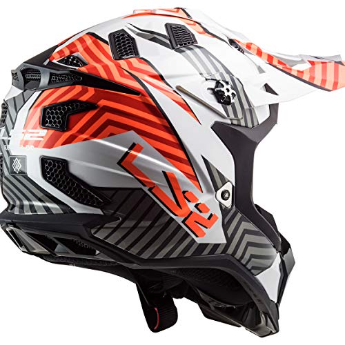 LS2 Helmets MX-Off Road Subverter Evo Astro Helmet (Gloss White Orange - X-Small)