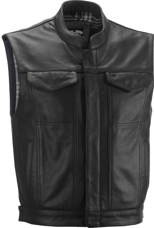 Highway 21 Magnum Leather Motorcycle Vest (Black)