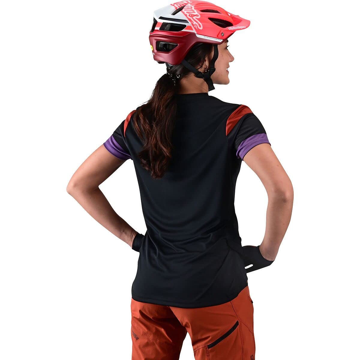 Troy Lee Designs Cycling MTB Bicycle Mountain Bike Jersey Shirt for Women, Lilium SS Rugby (Black, X-Small)