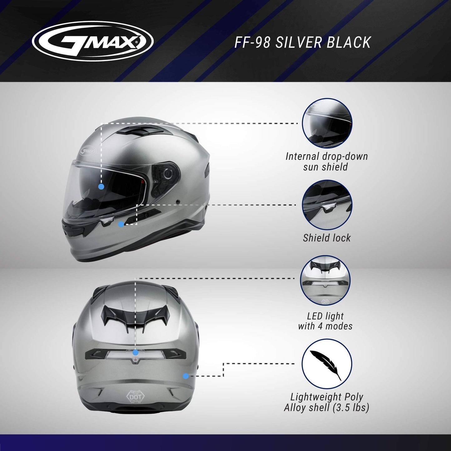 GMAX FF-98 Motorcycle Helmet (Titanium)