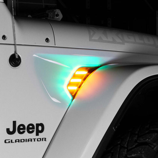 RGB+AMBER TURN SIGNAL RUNNING LIGHT FOR JEEP JL&JT FENDER VENT LIGHT | XKCHROME SMARTPHONE APP