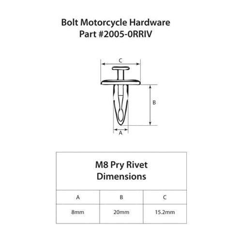 Bolt Motorcycle Hardware (2005-ORRIV) M8 Nylon Pry Rivet (Box of 10)