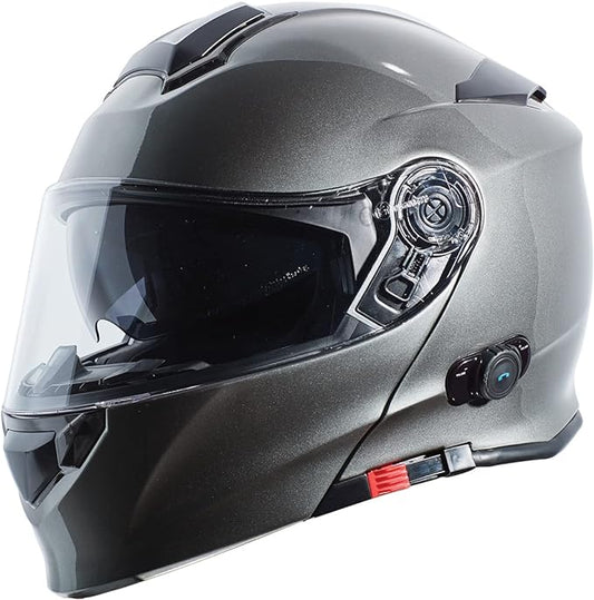 TORC T28B Bluetooth Integrated Motorcycle Helmet (United Silver)