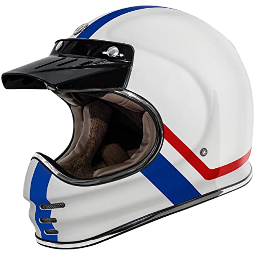 TORC T3 Retro Motorcycle Helmet (Gloss White Allegiance) - XS