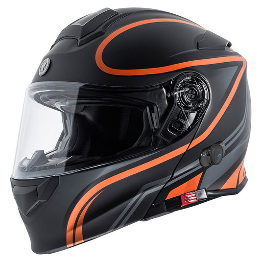 TORC T28B Bluetooth Integrated Motorcycle Helmet (Vapor Orange) - Small