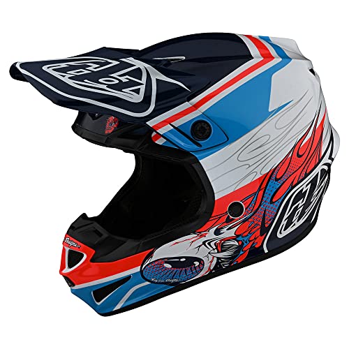 Troy Lee Designs SE4 Polyacrylite Midnight Motocross Helmet Youth  (Blue/Orange)