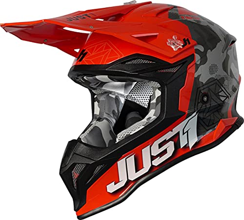 JUST 1 J39 Kinetic Thermoplastic Resin MX Helmet (Gloss Orange Camo Grey) - XS