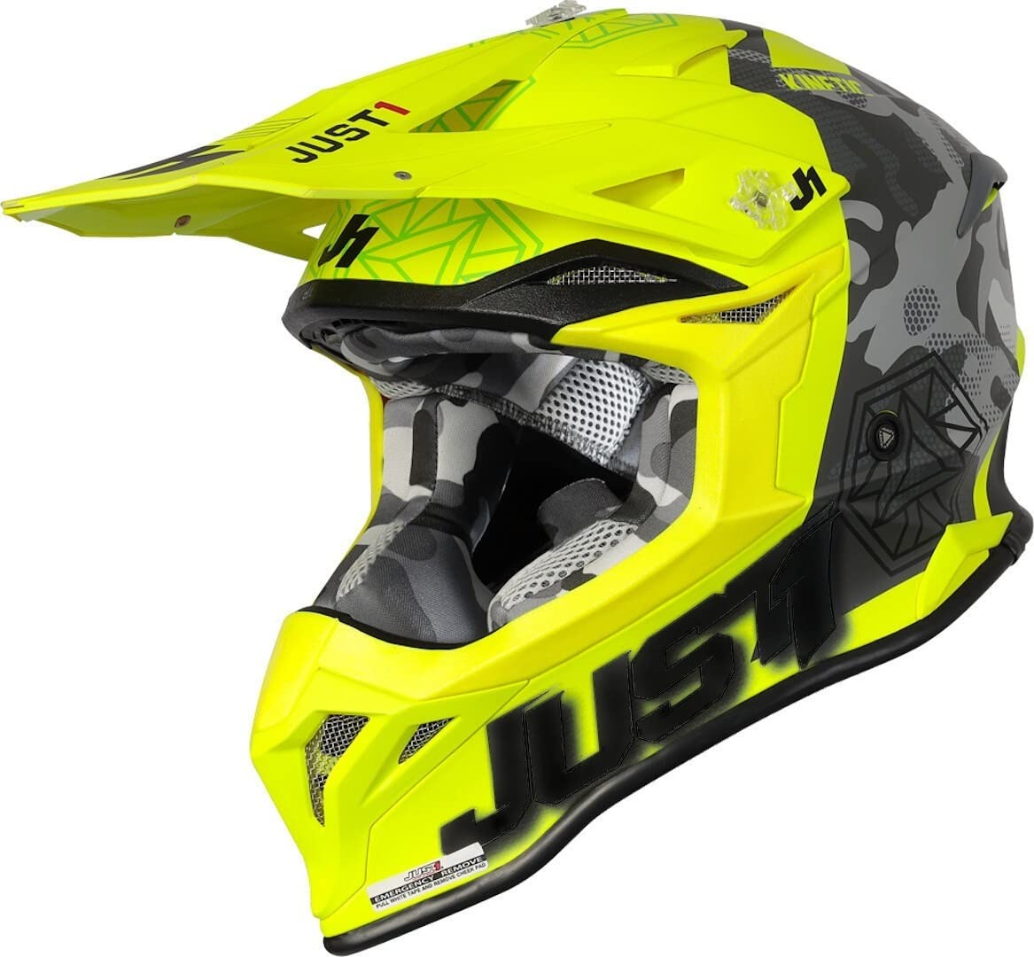 JUST1 J39 MX Helmet (Matte Yellow Camo Grey) - XS