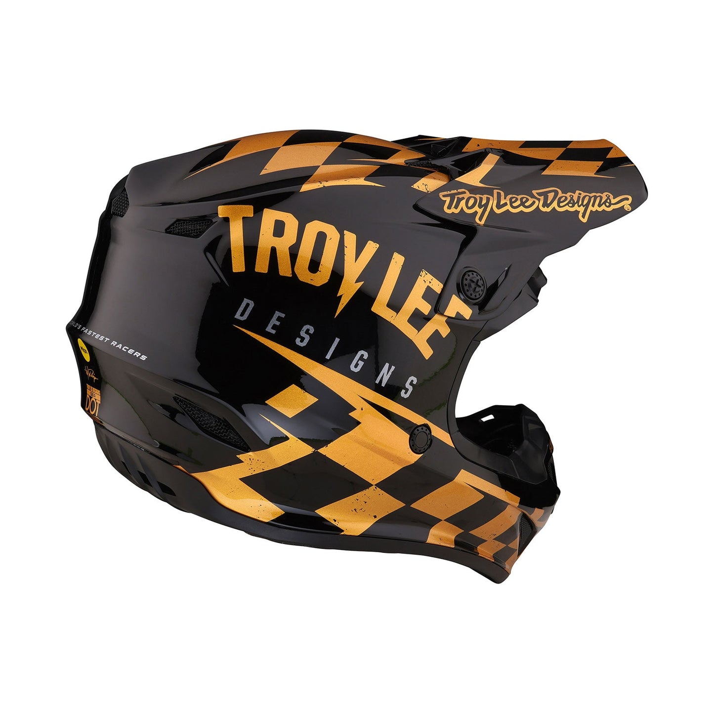 Troy Lee Designs SE4 Polyacrylite Helmet (Race Shop Black Gold) - Small