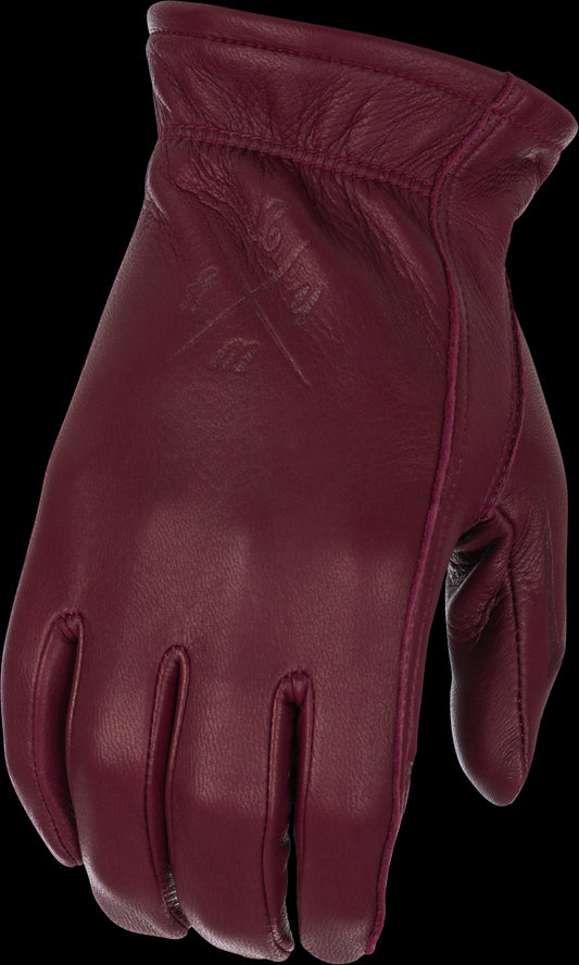 Highway 21 Louie Leather Motorcycle Gloves (Oxblood)