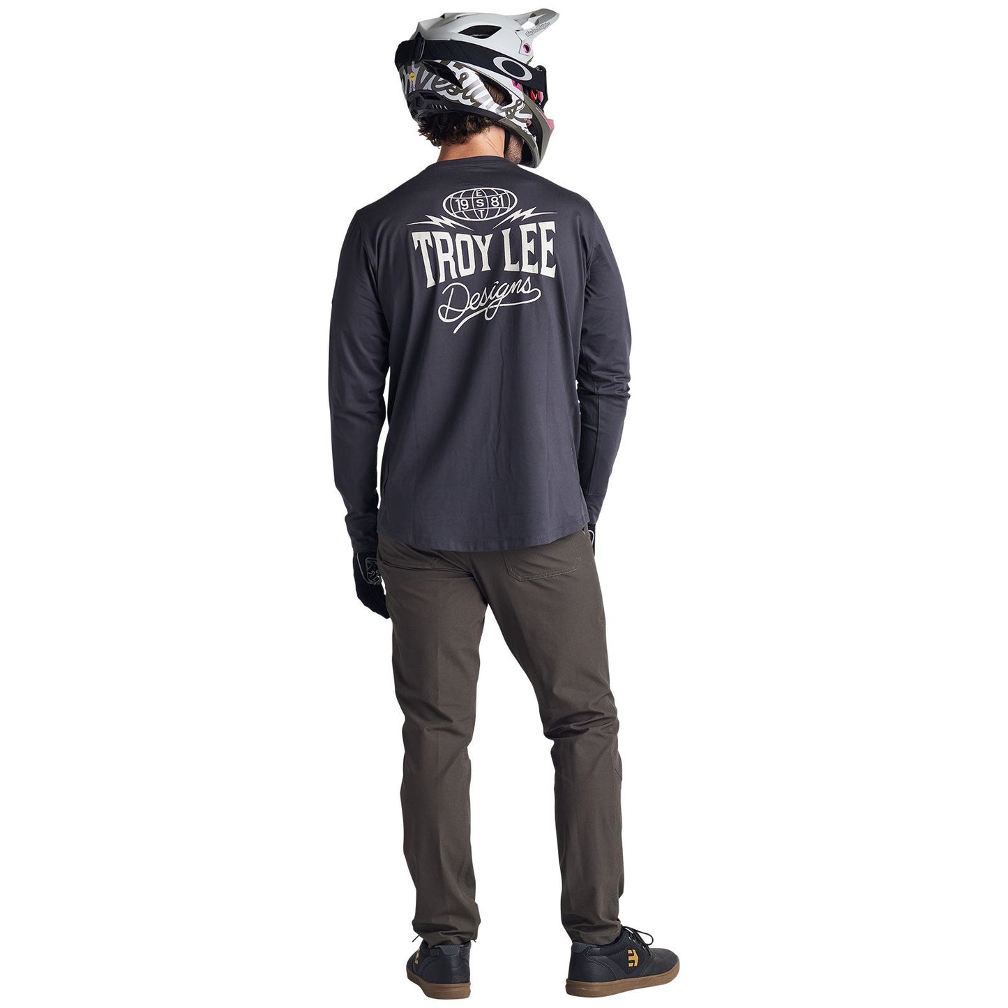 Troy Lee Designs Adult Ruckus Long Sleeve Ride Tee Bolts (Carbon)