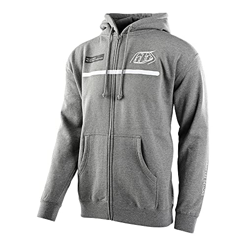 Troy Lee Designs Motorcycle Motocross Racing Zip UP Hoodie for Men, Lines Zip-Up Hoodie (Gunmetal Heather, Small)