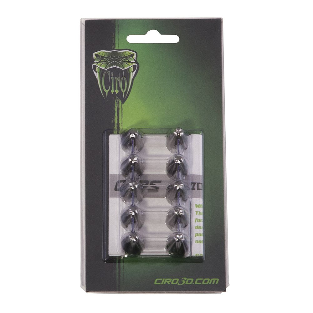 Ciro 70017 Fluted Spike Engine Bolt Cap Set - 10 Pack (Black Chrome - 1-1/4")