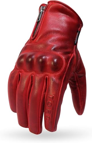 TORC Beverly Hills Leather Motorcycle Gloves (Red) - XL