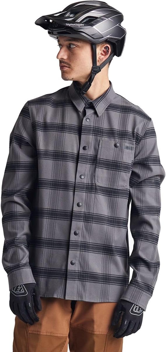 Troy Lee Designs Long-Sleeve Jersey Grind Stripe Flannel (Carbon) - Small