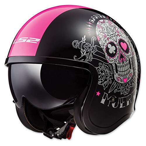 LS2 Helmets Open Face Spitfire Helmet (Pink Muerte - 2X-Large)